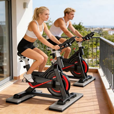 Fietsmat - Vloerbeschermer - Thuis trainen - Dikke demping - 2 stuks - Zwart grijs
