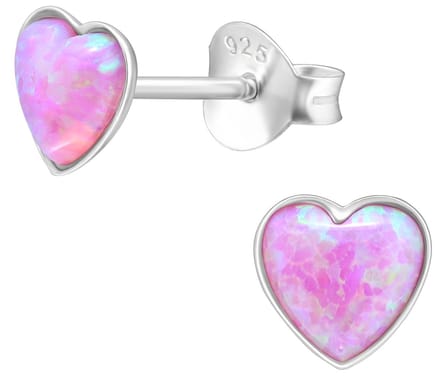 Joy|S - Zilveren hartje oorbellen - roze bubble gem - 5 mm - kinderoorbellen - sterling zilver 925