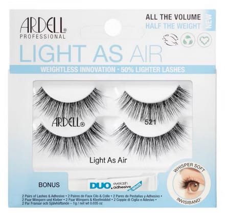 Ardell Light As Air 521 - Kunstwimpers met lijm - 2-pak, natuurlijk effect