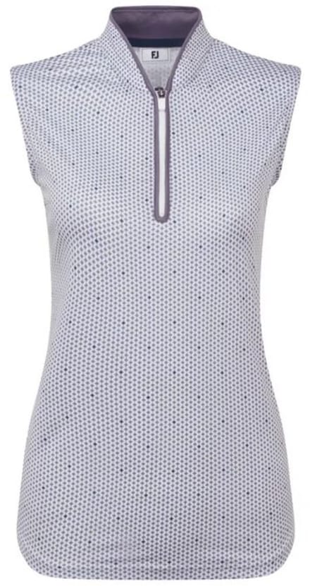 Footjoy Dames Front Tank Print Wit Lila
