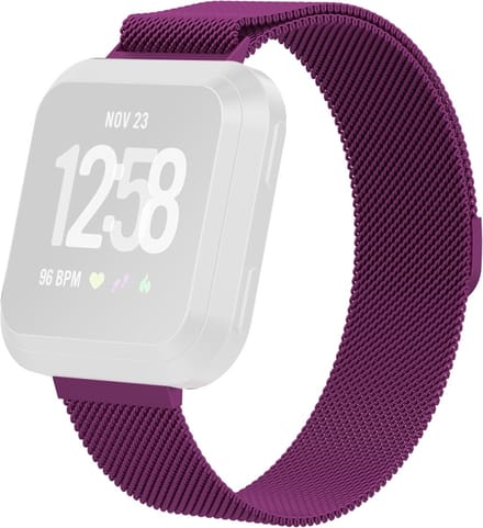 Milanees bandje - geschikt voor Fitbit Versa / Versa 2 - maat M/L - paars