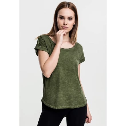 Urban Classics - Shaped Spray Dye Shirt - S - Groen