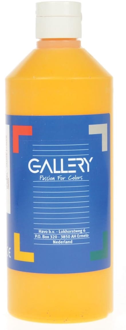 Gallery plakkaatverf, flacon van 500 ml, donkergeel
