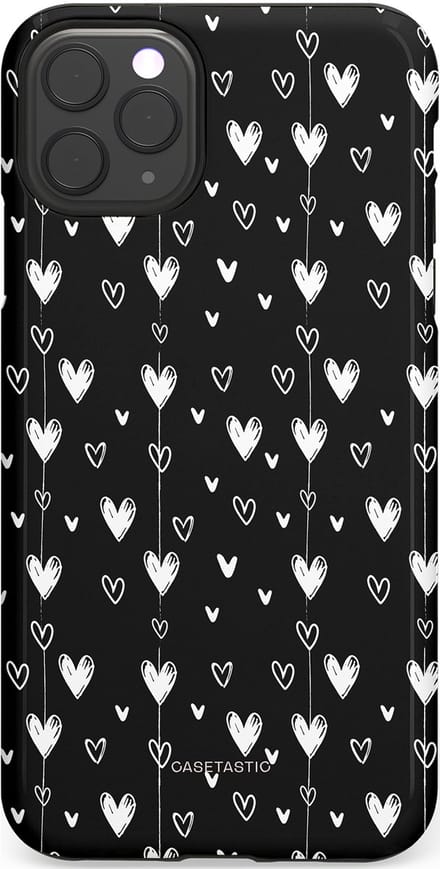 Casetastic hoesje geschikt voor Apple iPhone 11 Pro Max - Dubbellaagse bescherming - Hangend Hartje - Fashion Case - Zwart Grijs