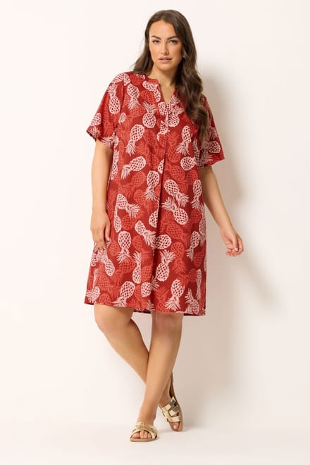 Yours Bruine Ananasprint Tuniekjurk Size 58-60