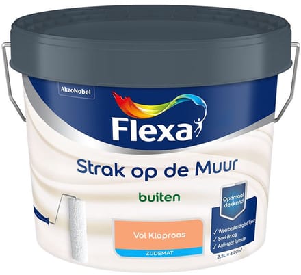 Flexa - Strak Op De Muur Buiten Zijdemat - Vol Klaproos - Mengverf - 2,5 L