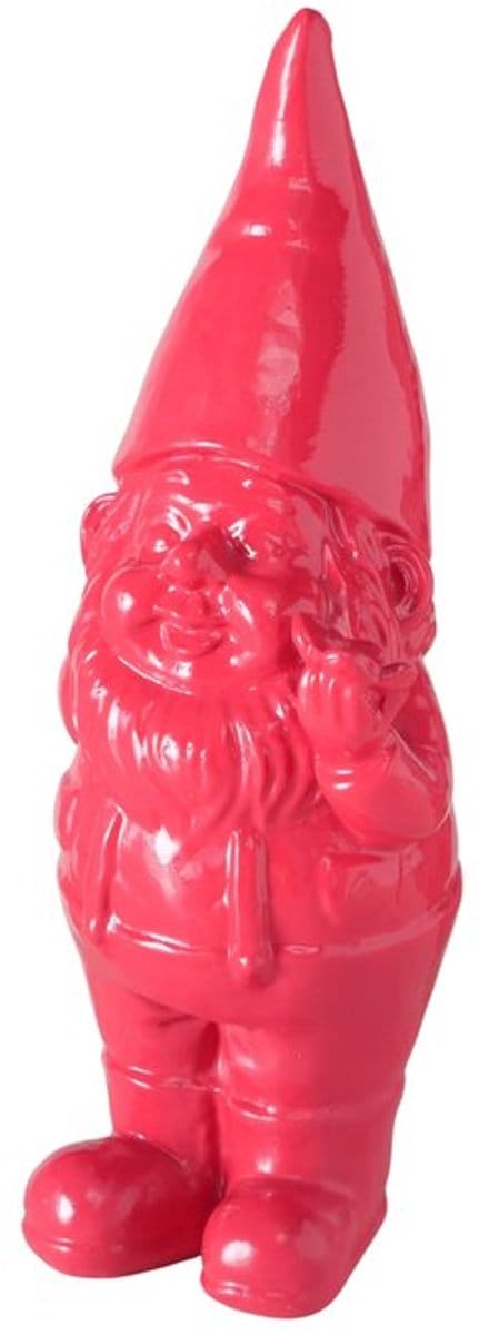 Boltze - Kabouter- Hansie - Fuchsia- Polyresin - 27,5 cm - Voor Binnen & Buiten - Decoratief Beeldje
