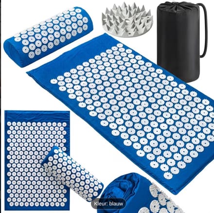 ACUPRESSUUR MAT KUSSEN MET DRAAIERS BLAUW, STIMULERENDE CIRCULATIEMASSAGE