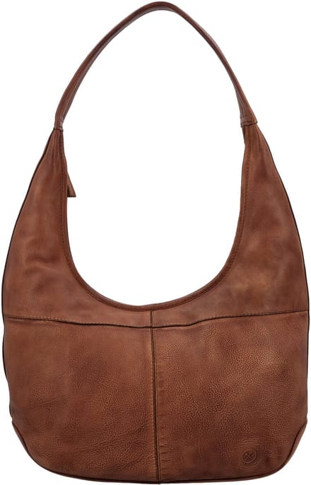 Hide & Stitches Paint Rock Schoudertas - Buideltas - Leer - Telefoonvak - Ritssluiting - Leren Dames Tas - Cognac