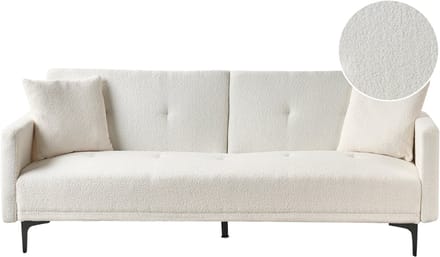 LUCAN - Slaapbank 3-zits - Gebroken wit - Polyester
