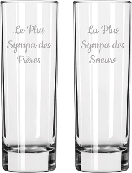 Longdrinkglas gegraveerd - 22cl - Le Plus Sympa des Frères & La Plus Sympa des Soeurs