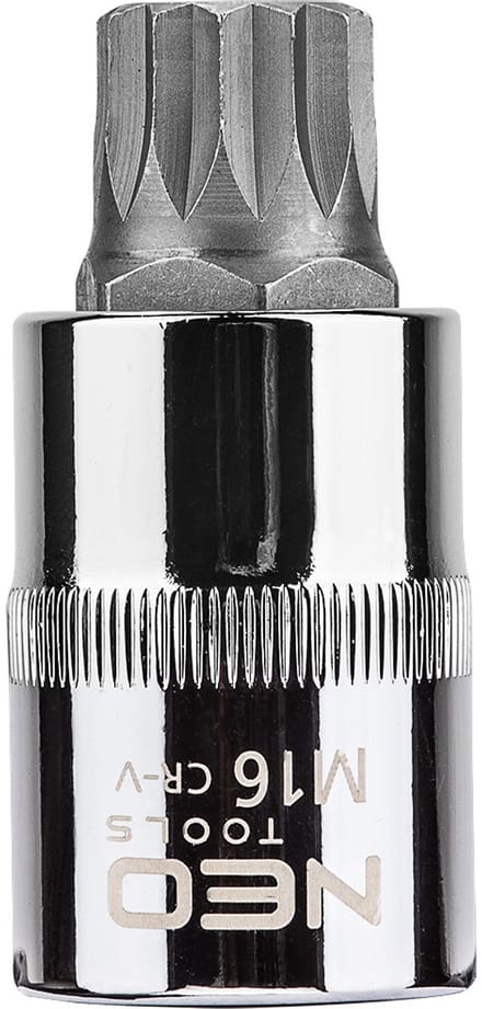 NEO - Spline Opzetstuk - 1/2" - M16 x 55 mm - Chroom-Vanadium Staal