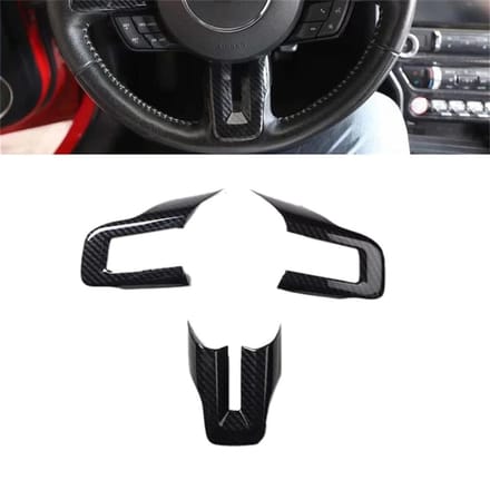 Garniture intérieure de couverture de volant en Fiber de carbone, pour Ford Mustang 2015 – 2019 black