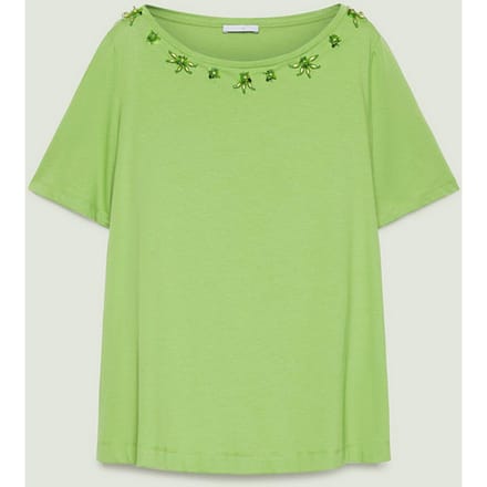 T-shirt geborduurd vrouw groen