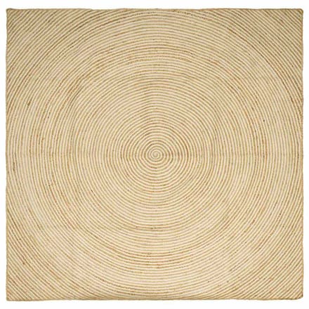 vidaXL - Gebied - Tapijt - Natuurlijk - en - Wit - 240 - x - 240 - cm - Jute