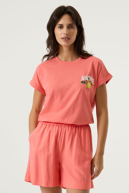 GARCIA Dames Print T-shirt Roze Korte mouw