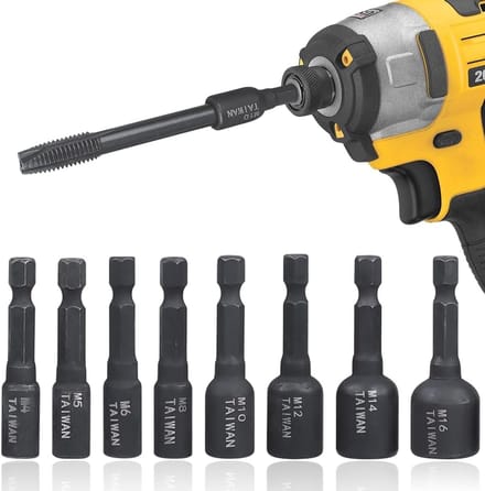 8pcs M4-M16 Socket Adapter - 1/4 Inch Hex Shank - Tap Socket Impact Wrench Adapter - APBUS Spanner Set voor Boor en Gereedschap