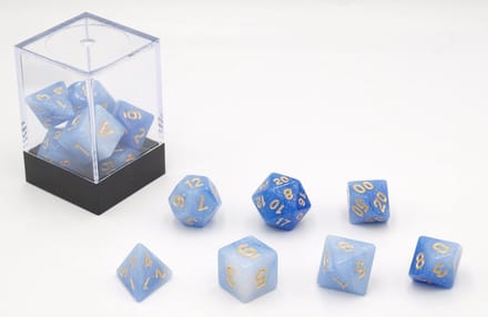 HOT Games dobbelstenen set Stardust blauw kunststof 7-delig.