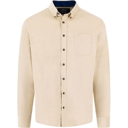 Fynch-Hatton Overhemd Solid Color Cotton Corduroy Button-Down Zand / male