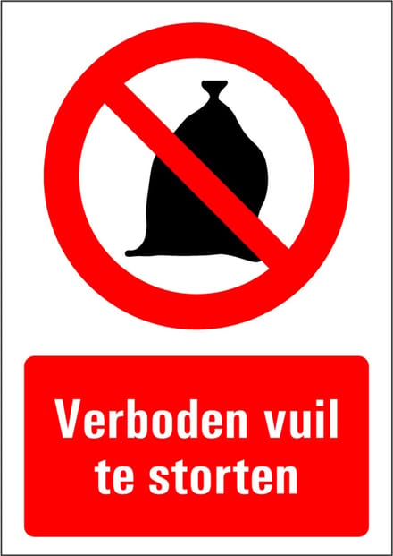 Verboden vuil te storten bord, kunststof 148 x 210 mm