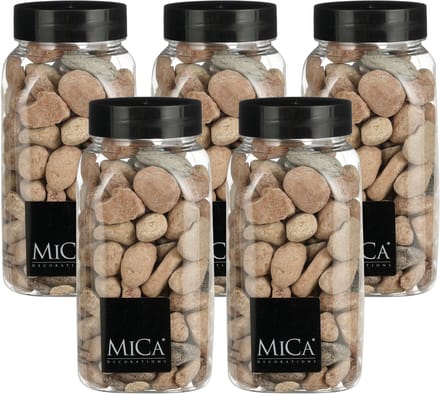 Mica Decorations decoratie stenen - 5x - groot - 650ml - roestbruin mix - hobby steentjes - sier stenen