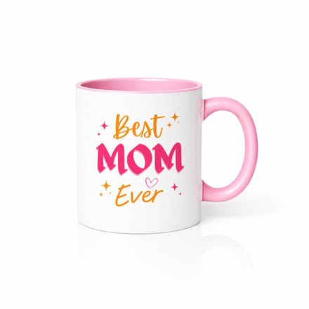 Best Mom Ever Mok - Roze en Wit Feestelijk Design - Lief Cadeau Idee voor Moeder