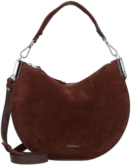 COCCINELLE Leren Schoudertas Sunup Handbag Suede Leather Warm Taupe