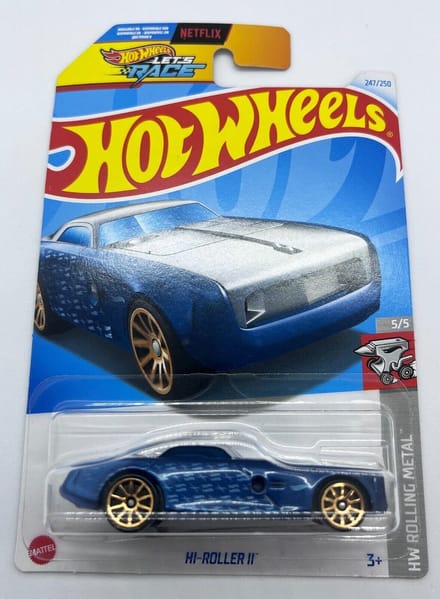 HOT WHEELS HI-ROLLER II BLUE CHROME 247/250 1:64 HW ROLLING METAL 5/5