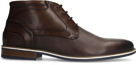Manfield - Heren - Bruine leren veterboots - Maat 43