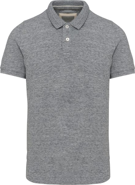 Herenpolo 'Vintage Washed' korte mouwen Slub Heather - M