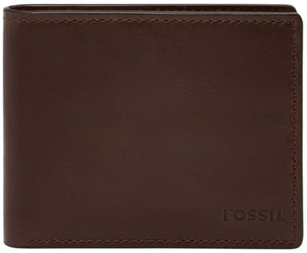 FOSSIL Kaarthoes Derrick RFID Bifold Dark Brown Bruine