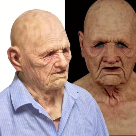 Un masque de grand-père réaliste et ridé One size fits all adults beige