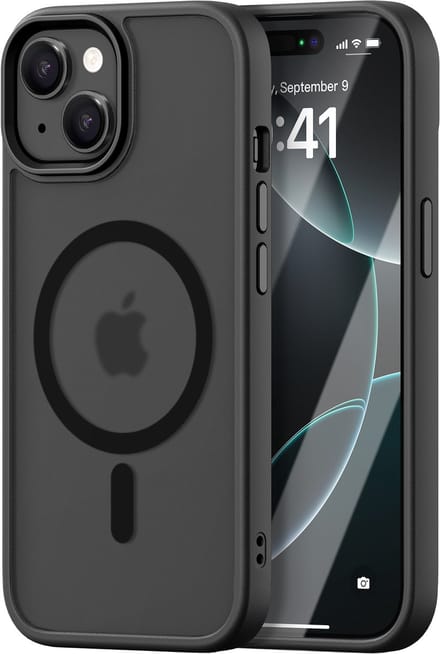 iDenn hoesje voor iPhone 13 Mat Transparant Zwart geschikt voor MagSafe