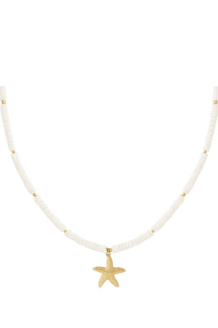 Grote zeester ketting- wit goudkleur