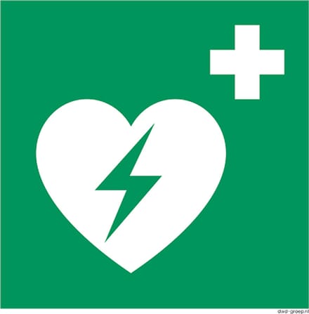 AED bord 200x200 mm - kunststof - ISO 7010 E010