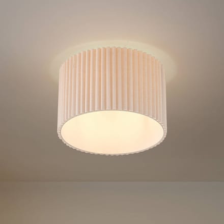 Lindby - plafondlamp - 1licht - Linnen, metaal - H: 30.5 cm - E27 - crèmekleurig
