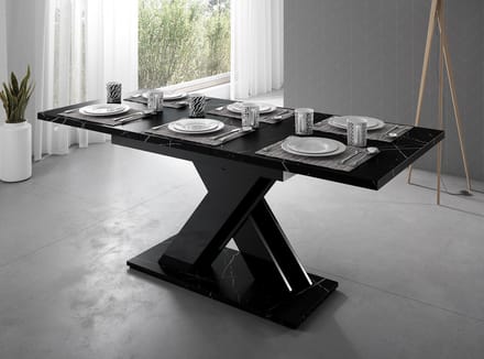 Meubella - Eetkamertafel Bari - Zwart marmerlook 180cm - Uitschuifbaar