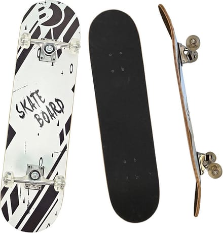 Skateboard voor Beginners en Gevorderden 100 kg Draagvermogen Zwart Wit