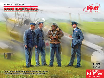 ICM Modelbouwpakket Militaire voertuigen - 32113 WWII RAF Cadets - Figures Plastic - 1:32 - Modelbouw