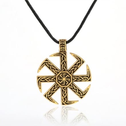 Mode Eenvoudige Windmolen Zonnewiel Hanger Ketting Sieraden Slavisch Logo beige