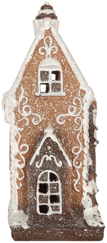 Clayre & Eef Gingerbread house met LED 15x9x20 cm Bruin Kunststof