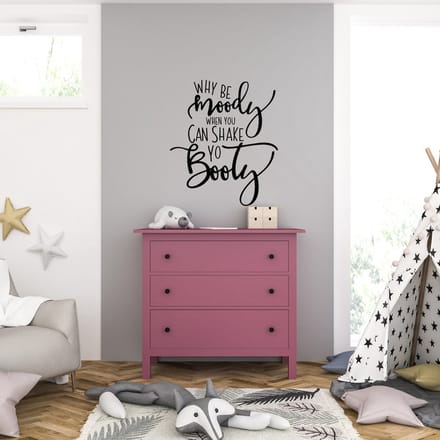 Muursticker - Why Be Moody - 46,4 x 53,6 - Zwart
