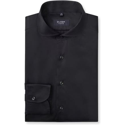 OLYMP Signature Overhemd, Tailored Fit, Signature Cutaway, Zwart