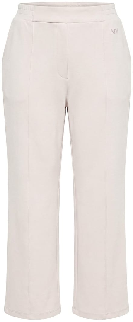 Ulla Popken - Dames - Sweatpants wijde rechte pijp biezen elastische tailleband - Grijsbeige - Maat 54+