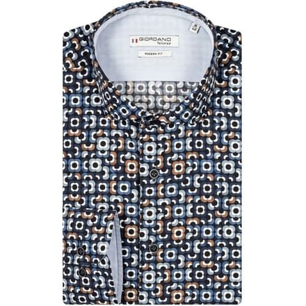 Giordano Overhemd Row Cutaway Vintage Flowers Dark Navy / male