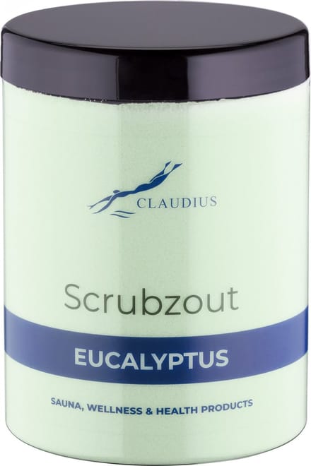 Scrubzout Eucalyptus in handige pot - 1250 gram - met zwarte deksel - Hydraterende Lichaamsscrub