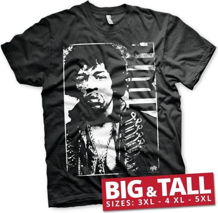 Jimi Hendrix Unisex Tshirt -5XL- Distressed Zwart