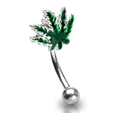 Piercing curved weed blad 1.2x10 - zilver - LMPiercings