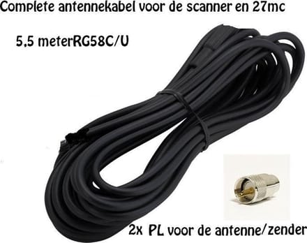 Team-Sytronic  5,5mtr. RG58 aansluitkabel met 2x PL259 aansluitconnectors