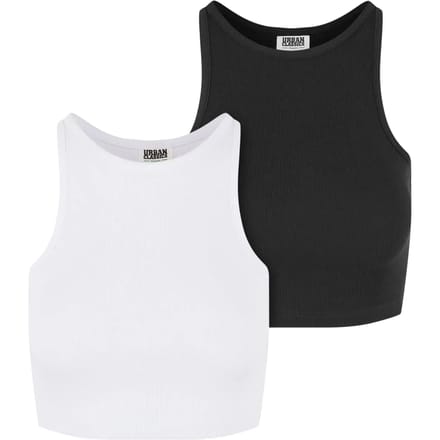 Urban Classics - Organic Rib Crop top - 3XL - Wit/Zwart